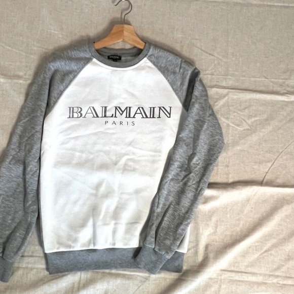 Balmain Heather Gray and Ivory Crewneck - Picture 2 of 4